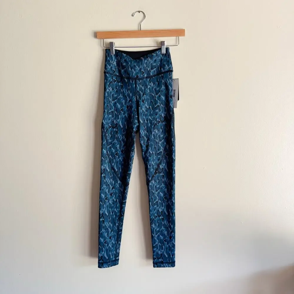 Nux Blue + Black Printed Wild Side Reversible Leggings - Small